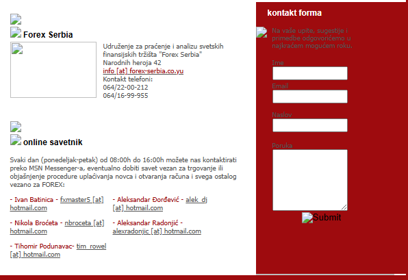 Udruženje Forex Serbia team page screenshot, 18 June 2006